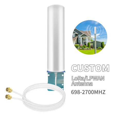 LoRa/LPWAN Antenna Fiberglass Outdoor 3G 4G 5G LTE Omnidirectional 698-2700MHz 2*n Female Connector for Router Signal Vertical