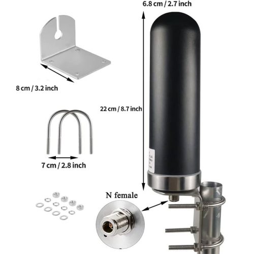 Arronna D910101 Omni Fiberglass Outdoor 4G/5G LTE/GSM 698-6000MHz Cellular Antenna 10DBI Gain f Female Connector Signal Booster