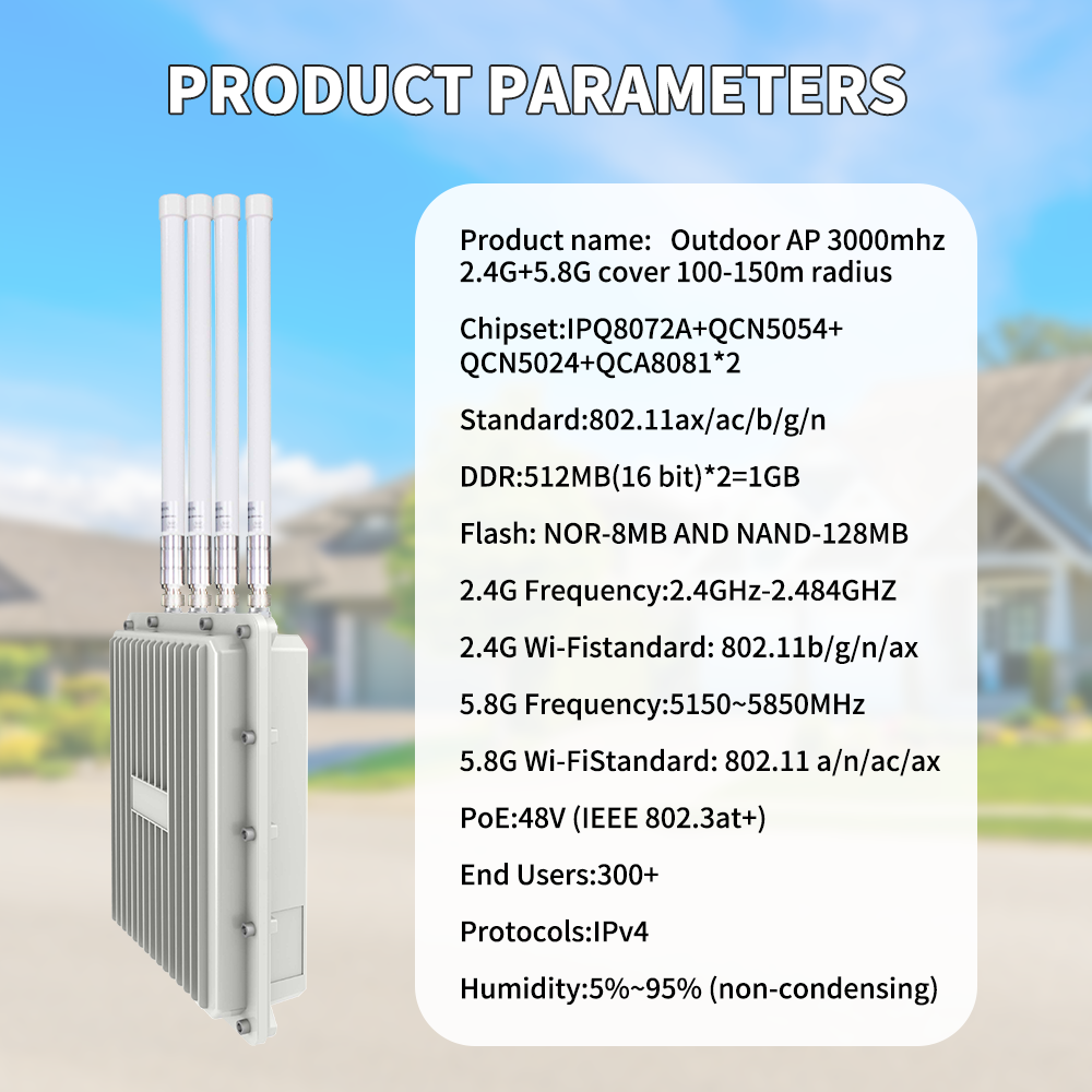 工厂 OEM AL-A880-4x5D OEM ODM 11ax WiFi 6 户外防水接入点 4 根全向天线 玻璃纤维 3657Mbps - 图片 3