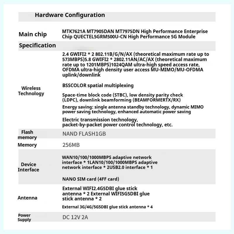 ARRONNA ARCPE1801K 5G WiFi CPE 8天线NR 1800M WiFi6 MTK7621A + mt7905 dan + MT7975DN企业级芯片无线路由器 - 图片 6