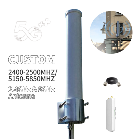 OEM ODM ARRONNA D708211 10dBi Fiberglass Omnidirectional Dipole Antenna 2.4/5.8GHz WiFi WiMAX 4G 5G LTE AP Bridge Repeater