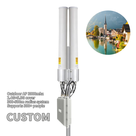 WiFi6户外防水接入点 3657Mbps 256+用户 2.4G&5.8G 玻璃纤维全向天线 500-1000m半径 Qualcomm OEM ODM