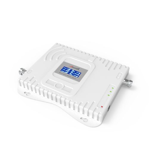 For 900/2100/2600MHz GSM 2G 3G 4G Tri-Band Mobile Phone Signal Booster with 70dB Gain and 500sqm Indoor/Outdoor Coverage